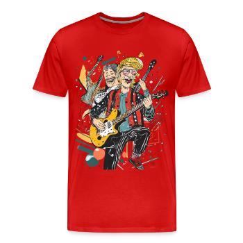 Musiker, die Rockmusik spielen - Männer Premium Bio T-Shirt - Rot - Vorne - Damien (186cm)