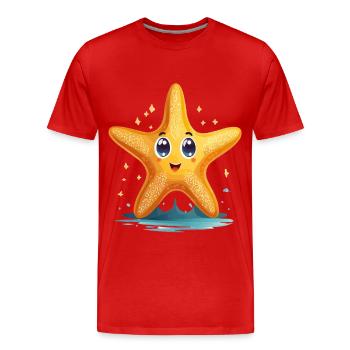 Étoile de mer - T-shirt bio Premium Homme - rouge - Devant - Damien (186cm)