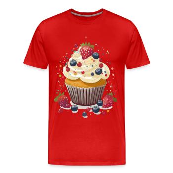 Cupcake ou muffin à la crème et aux baies - T-shirt bio Premium Homme - rouge - Devant - Damien (186cm)