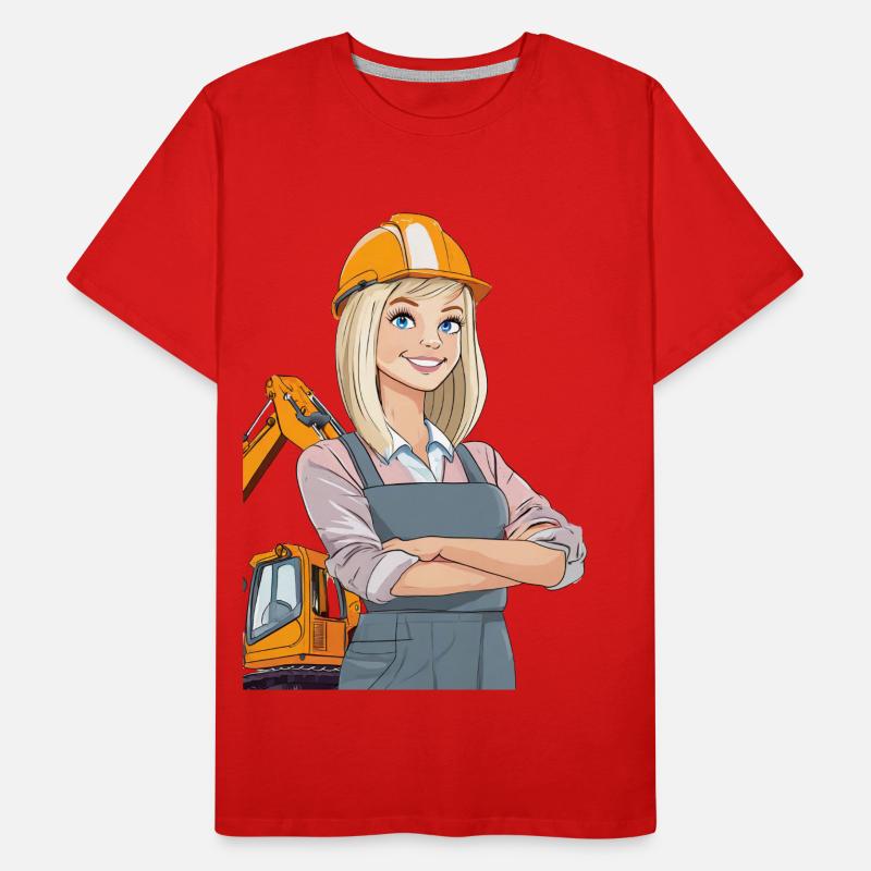 Bauarbeiterin oder Architektin auf der Baustelle Männer Premium Bio T-Shirt