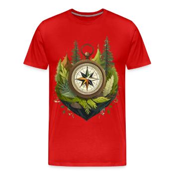 Mit dem Kompass ins Abenteuer - Männer Premium Bio T-Shirt - Rot - Vorne - Damien (186cm)