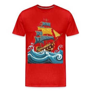 Segelschiff - Männer Premium Bio T-Shirt - Rot - Vorne - Damien (186cm)