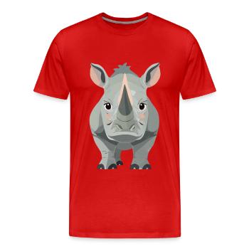Rhinoceros - Men's Premium Organic T-Shirt - red - Front - Damien (186cm)