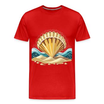 Un coquillage au bord de la mer - T-shirt bio Premium Homme - rouge - Devant - Damien (186cm)