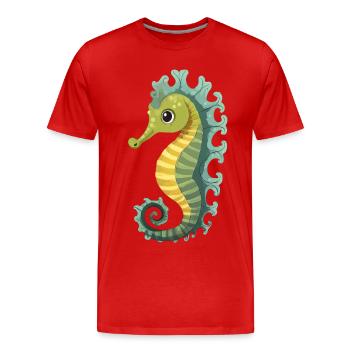 Sea horse - Men's Premium Organic T-Shirt - red - Front - Damien (186cm)