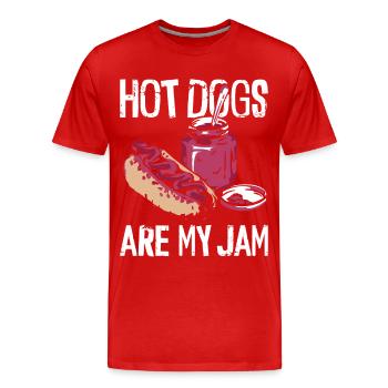 Hot Dog Adulte Fille Les Hot Dogs Sont Mes - T-shirt bio Premium Homme - rouge - Devant - Damien (186cm)