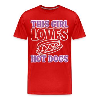 Hot Dog Adult Girl This Girl Loves - Männer Premium Bio T-Shirt - Rot - Vorne - Damien (186cm)