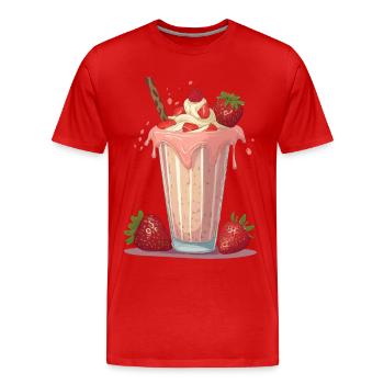 Milchshake mit Erdbeeren - Männer Premium Bio T-Shirt - Rot - Vorne - Damien (186cm)