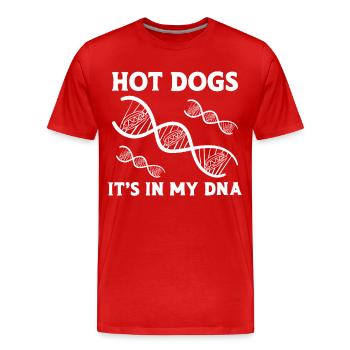 Hot Dog Hot-dogs pour adultes C’est dans mon - T-shirt bio Premium Homme - rouge - Devant - Damien (186cm)