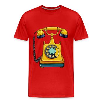 Retro Phone - Men's Premium Organic T-Shirt - red - Front - Damien (186cm)