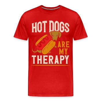 Hot Dog Les hot-dogs adultes sont mes - T-shirt bio Premium Homme - rouge - Devant - Damien (186cm)