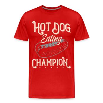 Hot-dog Adulte Manger des hot-dogs - T-shirt bio Premium Homme - rouge - Devant - Damien (186cm)