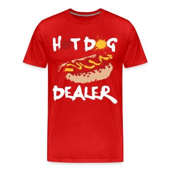 Hot Dog Adult Hot Dog Dealer - Männer Premium Bio T-Shirt - Rot - Vorne - Damien (186cm)