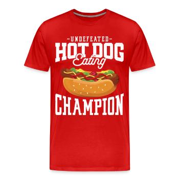 Hot Dog Adulte Hot-Dog Invaincu - T-shirt bio Premium Homme - rouge - Devant - Damien (186cm)