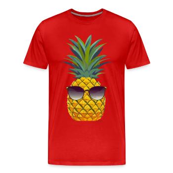 Pineapple with sunglasses - Men's Premium Organic T-Shirt - red - Front - Damien (186cm)