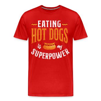 Hot Dog Adult Eating Hot Dogs Is - Men's Premium Organic T-Shirt - red - Front - Damien (186cm)