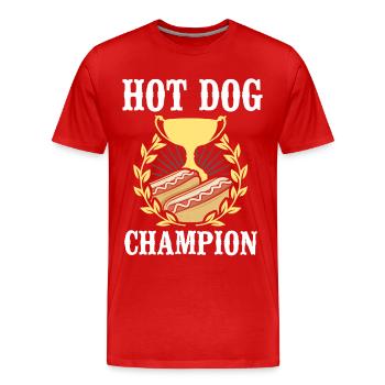 Hot-dog Adulte Manger des hot-dogs - T-shirt bio Premium Homme - rouge - Devant - Damien (186cm)