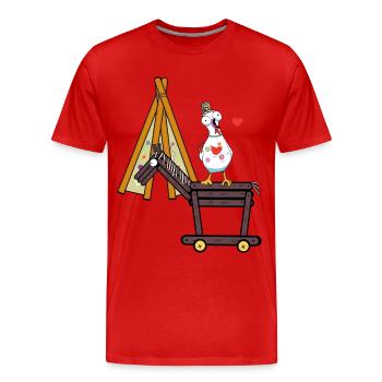 Tipi Hippie Poulet Cavalier Wild West Poulets - T-shirt bio Premium Homme - rouge - Devant - Damien (186cm)