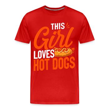 Hot Dog Adult Girl This Girl Loves - Männer Premium Bio T-Shirt - Rot - Vorne - Damien (186cm)