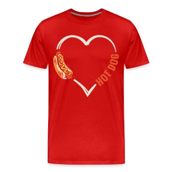 Hot Dog Adult Heart Hot Dog - T-shirt bio Premium Homme - rouge - Devant - Damien (186cm)