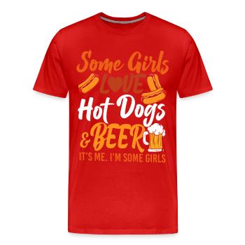 Hot Dog Adult Girl Beer Some Girls - Männer Premium Bio T-Shirt - Rot - Vorne - Damien (186cm)