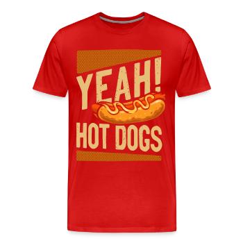 Hot Dog Adult Yeah! Hot Dogs - Männer Premium Bio T-Shirt - Rot - Vorne - Damien (186cm)