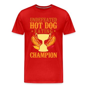 Hot Dog Adult Undefeated Hot Dog - Männer Premium Bio T-Shirt - Rot - Vorne - Damien (186cm)