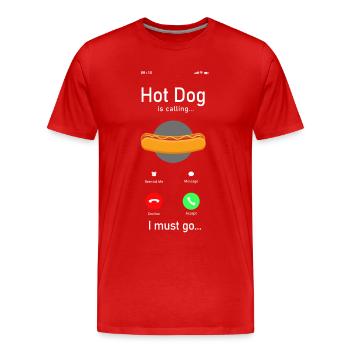 Hot Dog Adulte Téléphone Affichage Chaud - T-shirt bio Premium Homme - rouge - Devant - Damien (186cm)