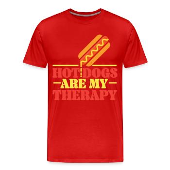 Les hot-dogs pour adultes sont mes hot-dogs - T-shirt bio Premium Homme - rouge - Devant - Damien (186cm)