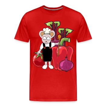 Mouse Cook Cooks Cook Vegetables Vegetarian Cooking - Men's Premium Organic T-Shirt - red - Front - Damien (186cm)