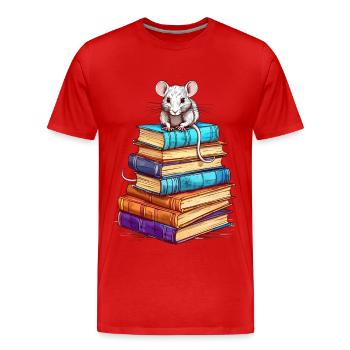 Bookworm - Men's Premium Organic T-Shirt - red - Front - Damien (186cm)