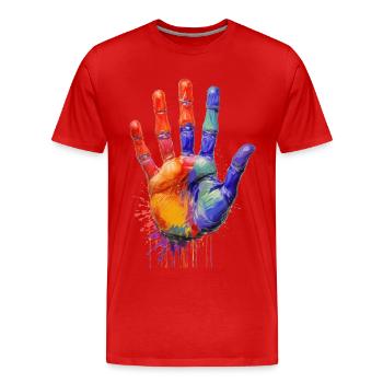 painted hand - Men's Premium Organic T-Shirt - red - Front - Damien (186cm)