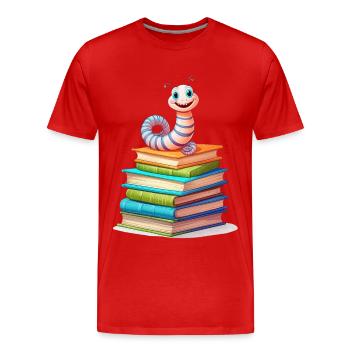 Rat de bibliothèque - T-shirt bio Premium Homme - rouge - Devant - Damien (186cm)