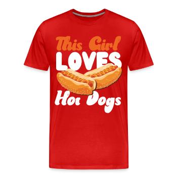 Hot Dog Adult Girl This Girl Loves - Männer Premium Bio T-Shirt - Rot - Vorne - Damien (186cm)