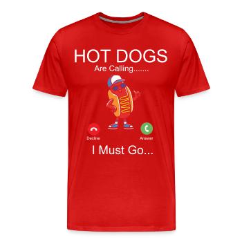 Hot Dog Adulte Téléphone Affichage Chaud - T-shirt bio Premium Homme - rouge - Devant - Damien (186cm)