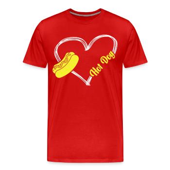 Hot Dog Adult Heart Hot Dog - Männer Premium Bio T-Shirt - Rot - Vorne - Damien (186cm)
