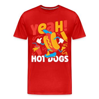 Hot Dog Adult Yeah! Hot Dogs - Männer Premium Bio T-Shirt - Rot - Vorne - Damien (186cm)
