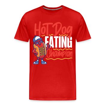 Hot-dog Adulte Manger des hot-dogs - T-shirt bio Premium Homme - rouge - Devant - Damien (186cm)