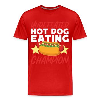 Hot Dog Adult Undefeated Hot Dog - Männer Premium Bio T-Shirt - Rot - Vorne - Damien (186cm)