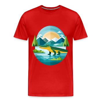 Crocodile Illustration - T-shirt bio Premium Homme - rouge - Devant - Damien (186cm)