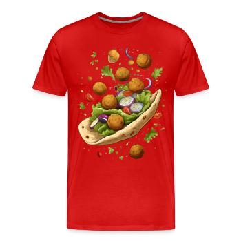 Pita bread filled with falafel and salad - Men's Premium Organic T-Shirt - red - Front - Damien (186cm)