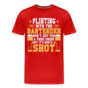 Bartender Mixologist Flirting With - Men's Premium Organic T-Shirt - red - Front - Damien (186cm)