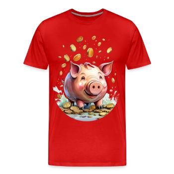Piggy bank - Men's Premium Organic T-Shirt - red - Front - Damien (186cm)
