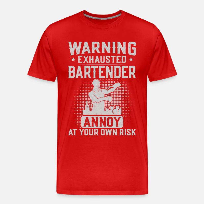 Bartender Mixologist Warning - Männer Premium Bio T-Shirt - Rot