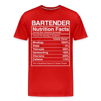 Barman Mixologue Barman - T-shirt bio Premium Homme - rouge - Devant - Damien (186cm)