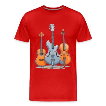 Gitarre, E-Gitarre und Cello - Männer Premium Bio T-Shirt - Rot - Vorne - Damien (186cm)