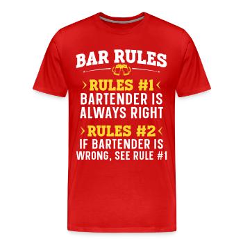 Barman Mixologue Bar Règles du bar - T-shirt bio Premium Homme - rouge - Devant - Damien (186cm)