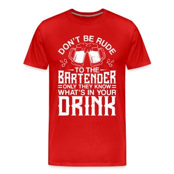 Bartender Mixologist Don't Be Rude - Men's Premium Organic T-Shirt - red - Front - Damien (186cm)