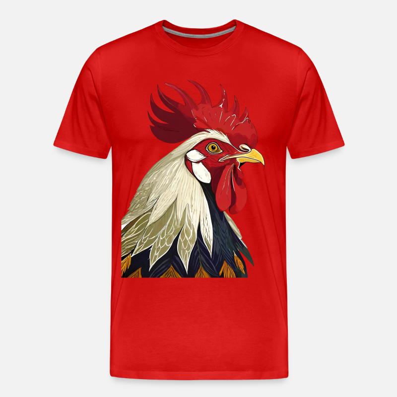 Hahn - Männer Premium Bio T-Shirt - Rot