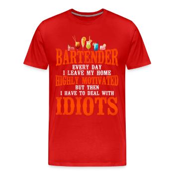 Bartender Mixologist Bartender - Men's Premium Organic T-Shirt - red - Front - Damien (186cm)